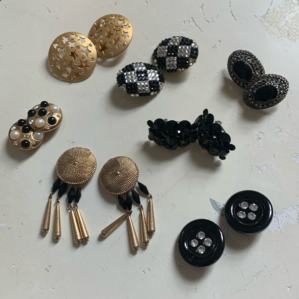 Collection of clip-on earrings 7 pairs some vintage